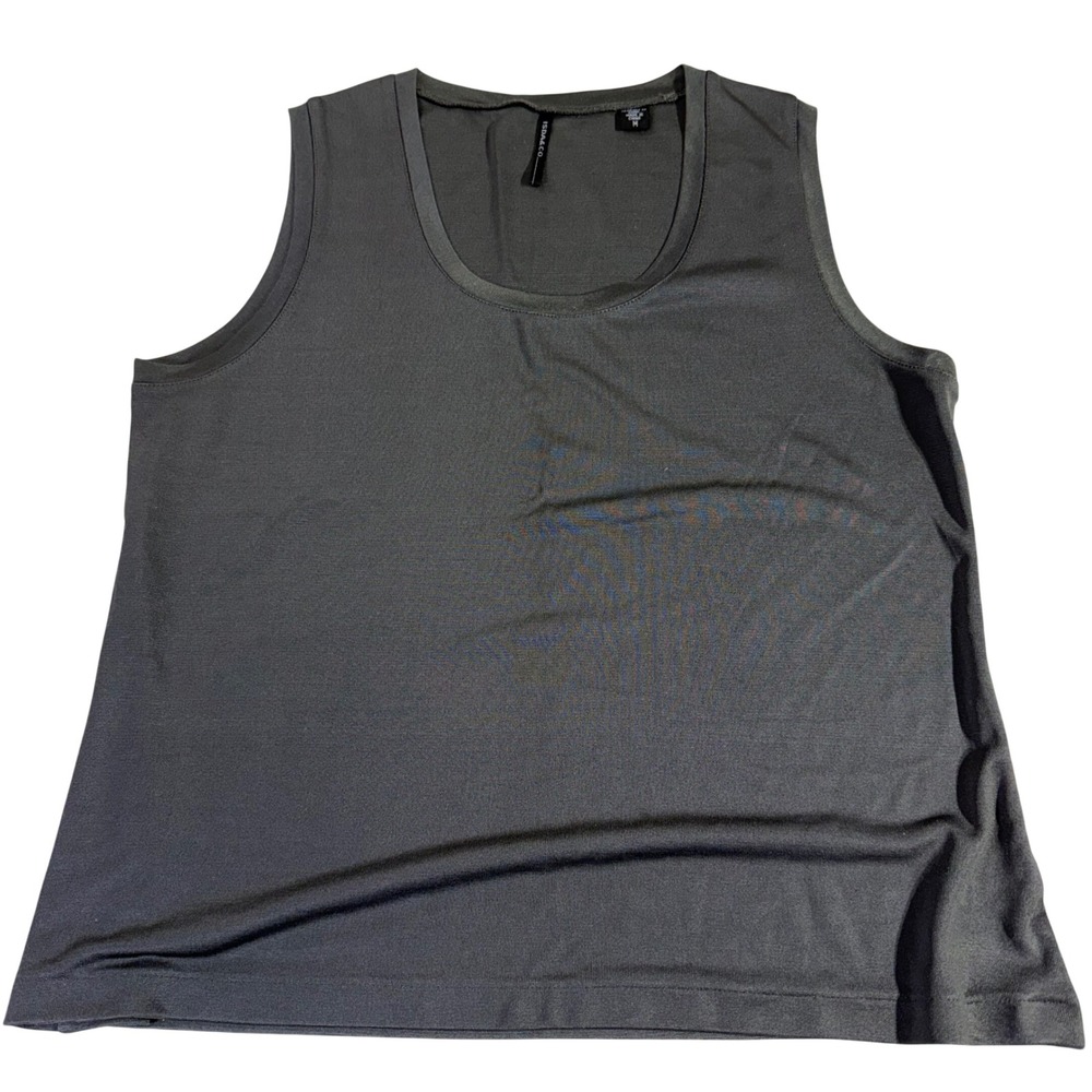 ISDA & CO Silk Tank Top M Gray Scoop Neck Stretch Sleeveless
